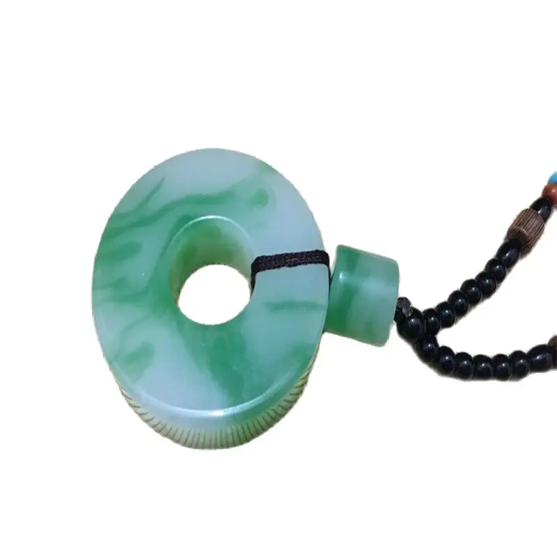 

Chinese Handmade Carving Jade Safety Buckle Pendant Necklace