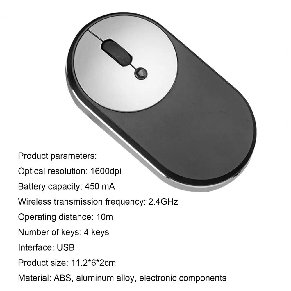 

M1 Wireless Mouse Ultra-thin Mini Aluminum Alloy Frame 2.4GHz Rechargeable Silent Mouse for Office