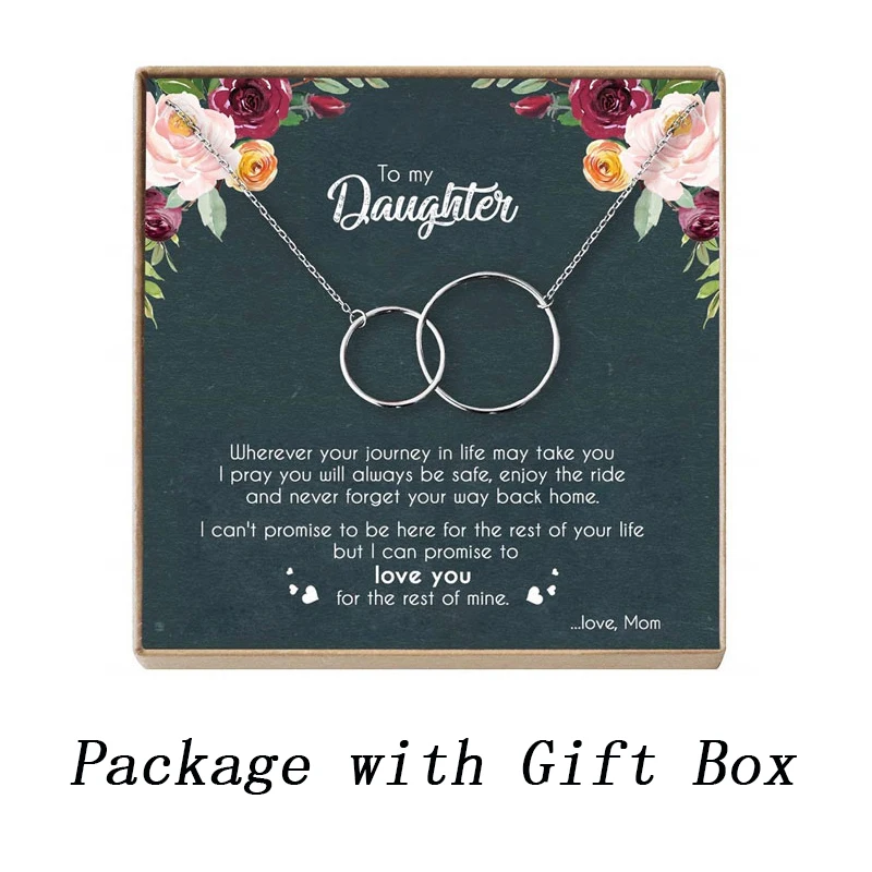 Silver with Gift Box Розовое золото, Женское Ожерелье, бесконечность, двойные круги, подвеска, два переплетения, колье, ожерелье s& Подвеска для дочери от мамы - Окраска металла: Silver with Gift Box