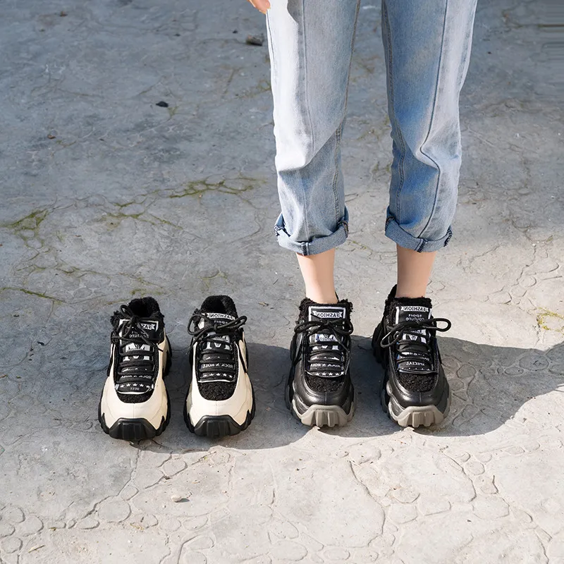 Женские кроссовки FEDONAS теплые из натуральной кожи на плоской подошве для