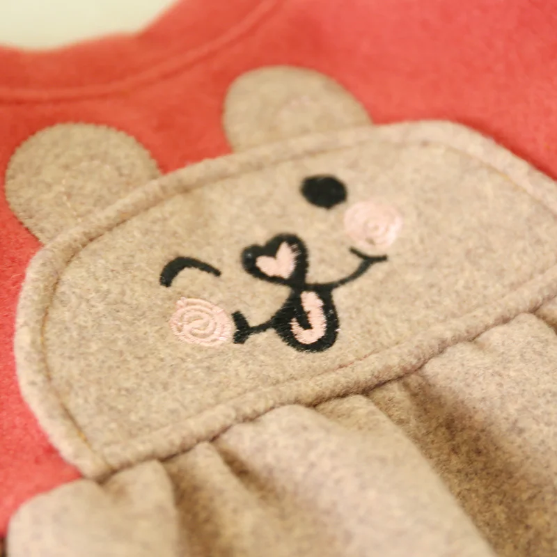 Милое Платье с рисунком медведя для девочек зимняя одежда изображением кота