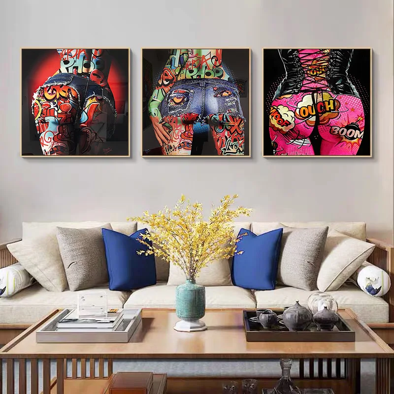 Поп-граффити Сексуальная задница Художественная Картина на холсте красочные