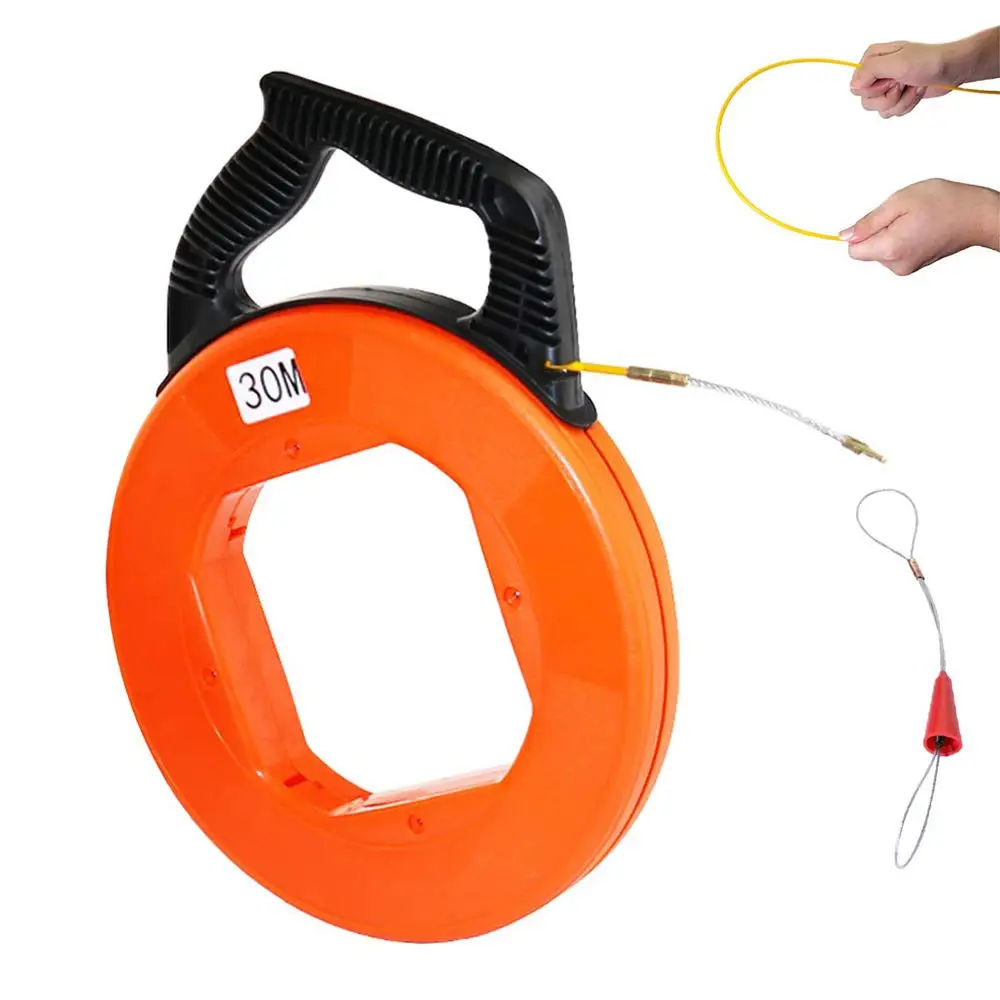 

98FT (30m) 4mm Diameter Fiberglass Electrical Fish Tape Reel, Great for Pull Line