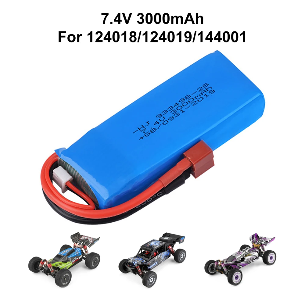 

3PCS Wltoys 124019 Battery 7.4V 3000mAh Lipo Battery 2S for Wltoys 144001 124018 124019 RC Car R/C Truck Upgrade Spare Parts