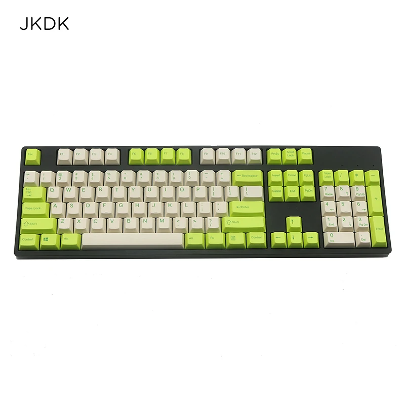 JKDK зеленые и белые колпачки для клавиш цвета шампанского с краской в виде
