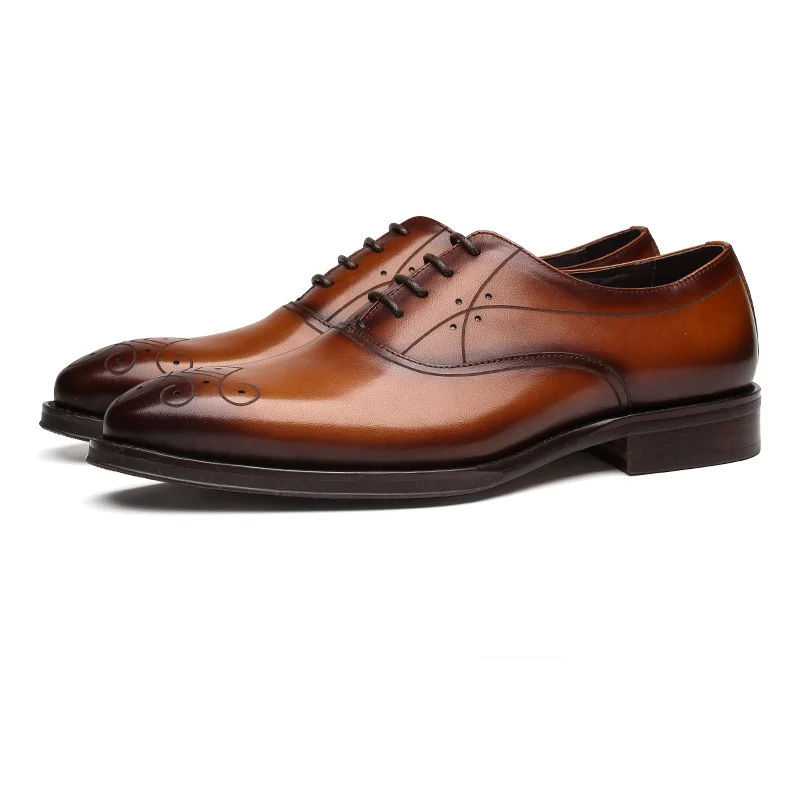 

Fashion Black / Deep Brown Social Shoes Mens Business Shoes Genuine Leather Oxfords Boys Prom Shoes