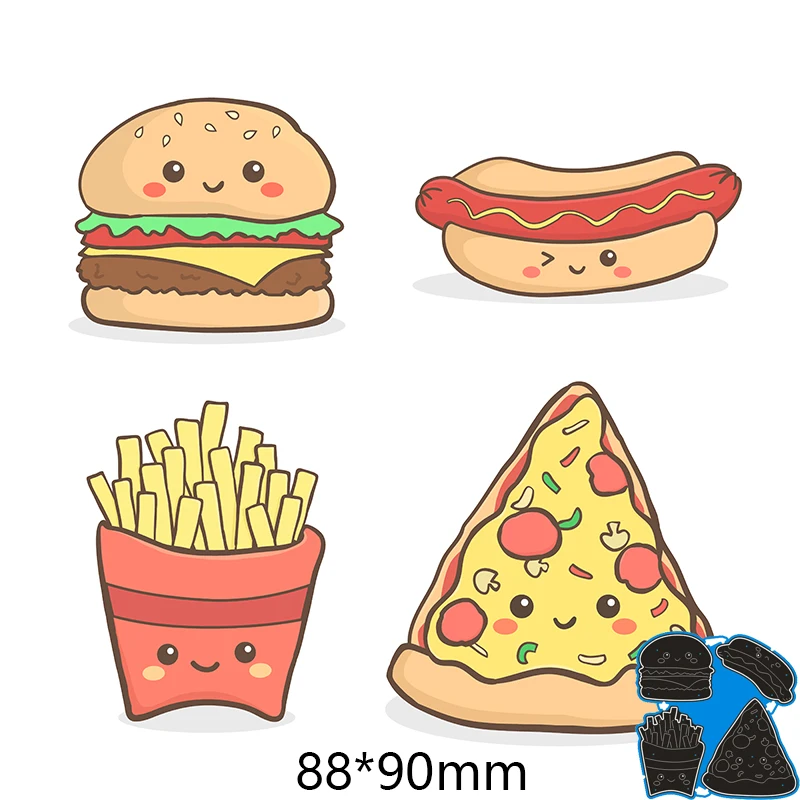 Металлические Вырубные штампы 88*90 мм в виде гамбургера хот-дога картошки-фри