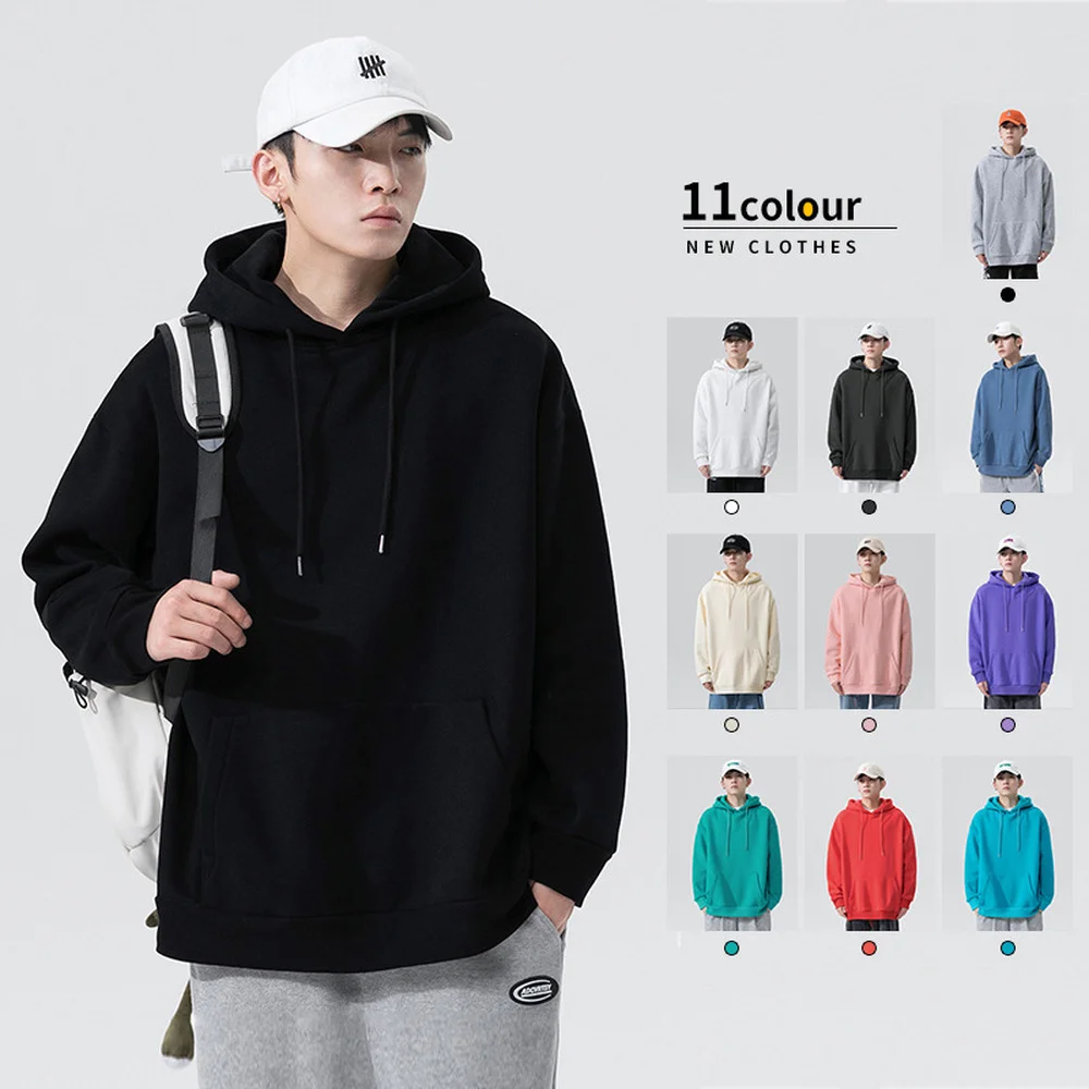 

Pure Color Japanese Hooded Sweater Men's Spring Autumn Trend Ins Wild Large Size Loose Casual Jacket Male Hoodies Sweatshirts