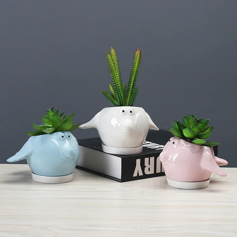 

Nordic Creative Cartoon Ceramic Flowerpot Home Living Room Office Desktop Succulents Plant Potted Crafts Garden Bonsai Pot Decor