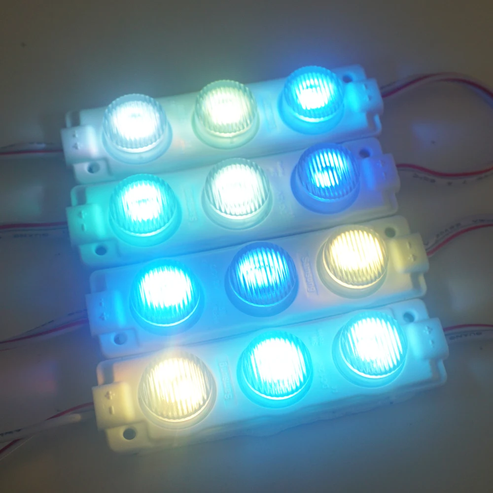 20 шт. SMD 2835 3 светодиода 1 Вт впрыск светодиодный светильник с объективом RGB DC12V 73 мм