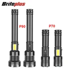 Фонарик P90 из алюминиевого сплава с зумом, мощный портативный сенсорный фонарь 2000 люмен, суперъяркий уличный фонарь с босветильник светом Cob