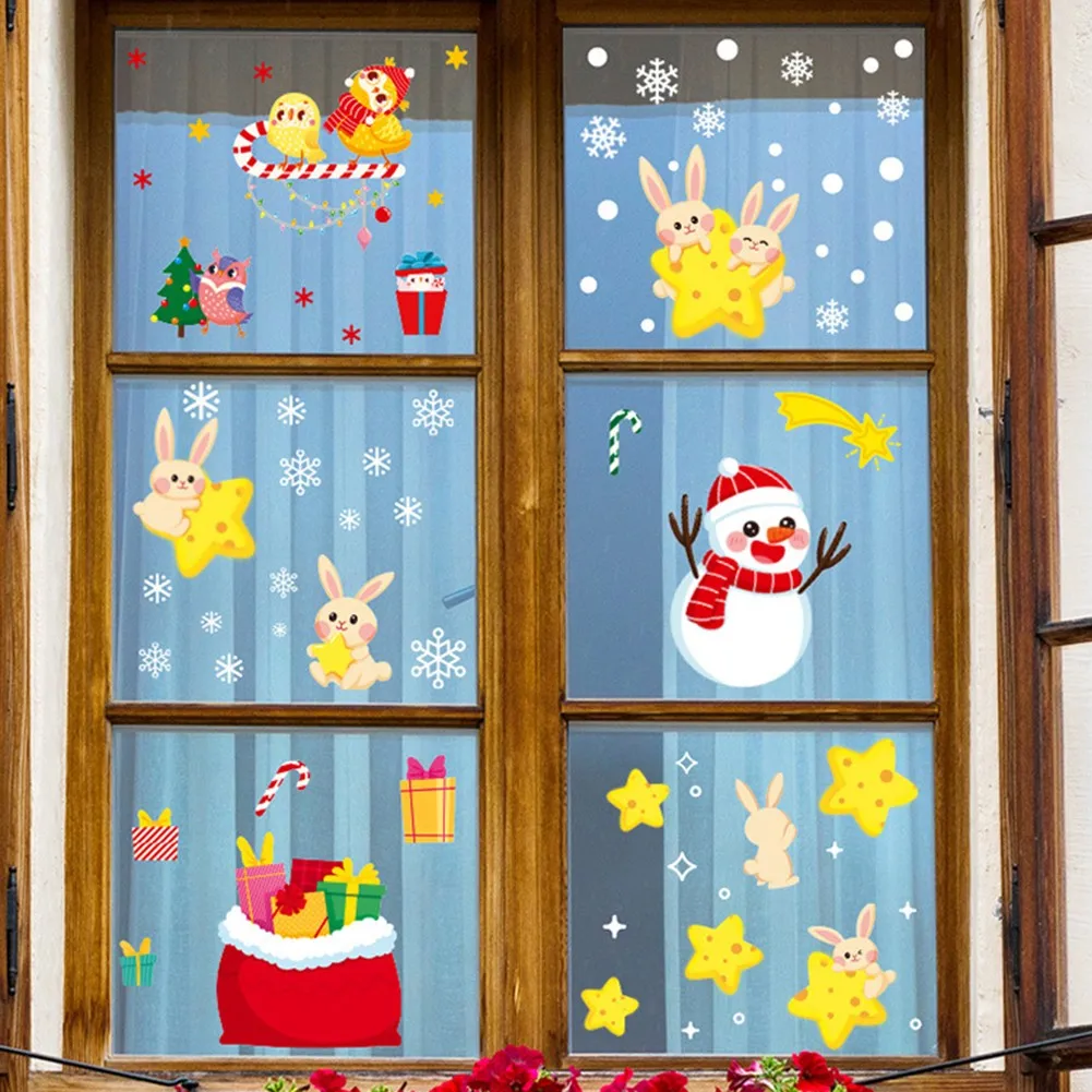 

Christmas Wall Window Stickers Santa Claus Snowflake Stickers Xmas Room Decor Merry Christmas Wall Stickers Decoration