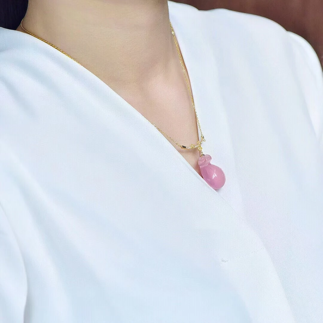 

Natural Pink Rose Quartz Star Light Purse Pendant Necklace 24*19*12mm Women Star Light Jewelry Genuine AAAAAA