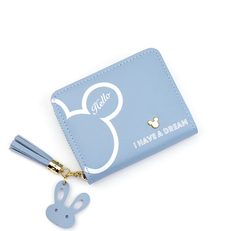 

2021 new fashion zipper student card bag cartoon coin purse tassel wallet female short mini wallet cute wallet red black