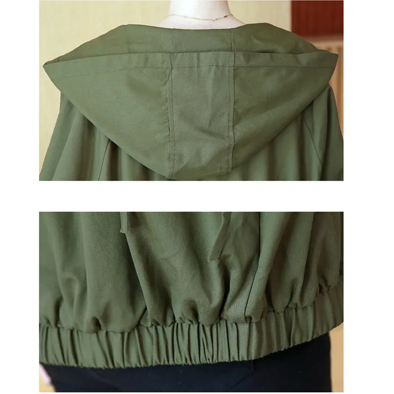 

Women's Coat Long Sleeve Hooded Baseball Jacket 2021 Spring Autumn Casual Thin Section Short Outerwear Student Loose Tops H1178