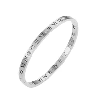 925 sterling silver female sweet bangle elegant roman numerals simple circle bangle for women girl classic jewelry bracelets