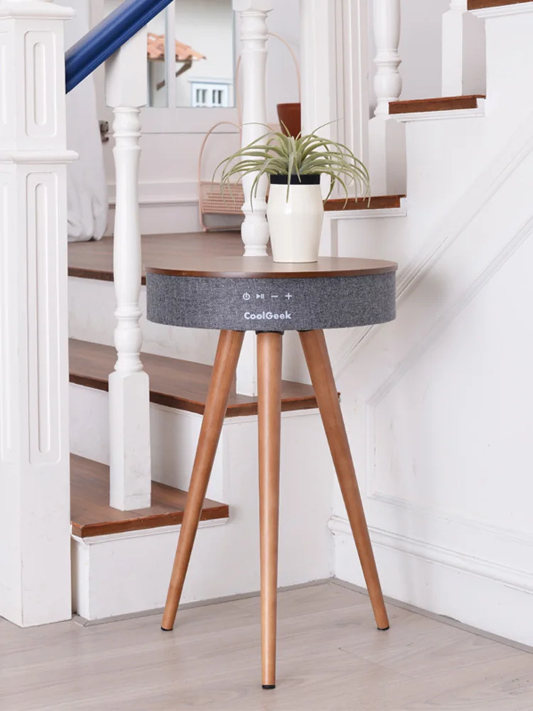 wireless charging mobile phone bluetooth audio 3d surround subwoofer coffee table solid wood bedside cabinet speaker free global shipping