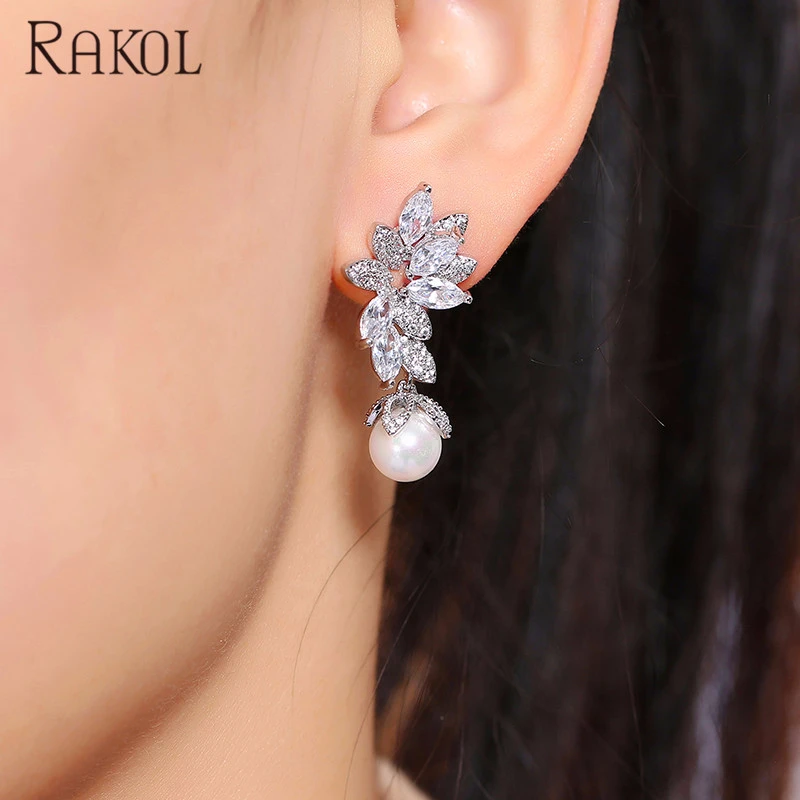 RAKOL в винтажном стиле Элегантный цветок кубический цирконий камень кристалл
