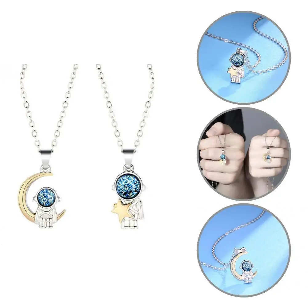 

Charming Charm Necklaces Extension Chain Alloy Star Moon Astronaut Couple Necklaces Lover Necklaces Choker Necklaces 2Pcs