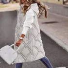 С пальто, стеганая уличная стеганая куртка без рукавов, длинный теплый зимний жилет с карманами, женский жилет с капюшоном, зимние пальто для женщин