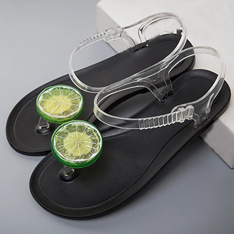 Женские сандалии на плоской подошве женская летняя обувь прозрачная пляжная с