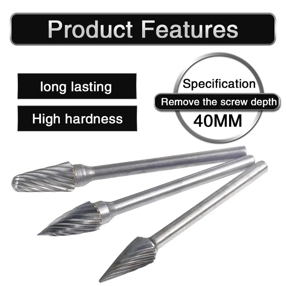 10 шт. 3 мм хвостовик карбида вольфрама фреза роторные мини сверла для Dremel