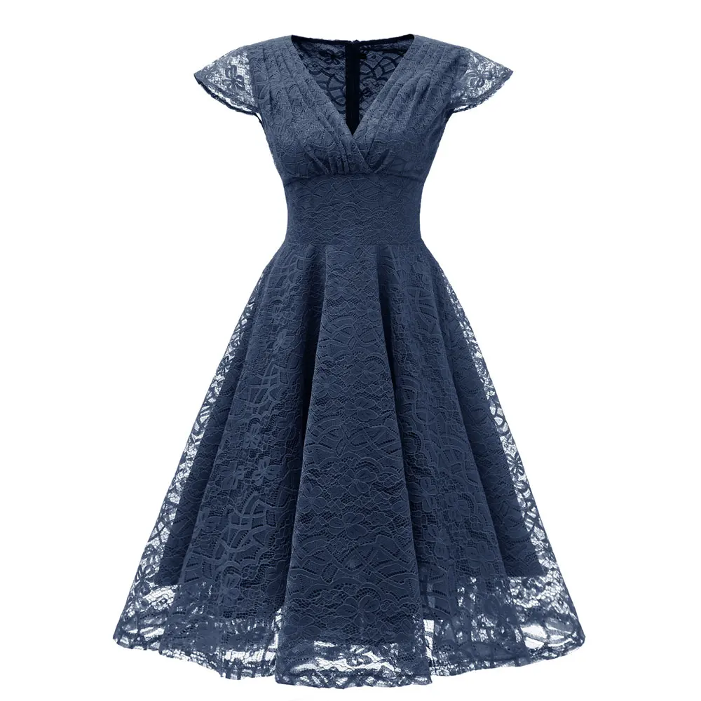Navy Blue Коктейльные платья элегантный кружевной халат de coctail платье трапециевидной формы короткое вечернее платье Выпускные платья качели Vestidos - Цвет: Navy Blue