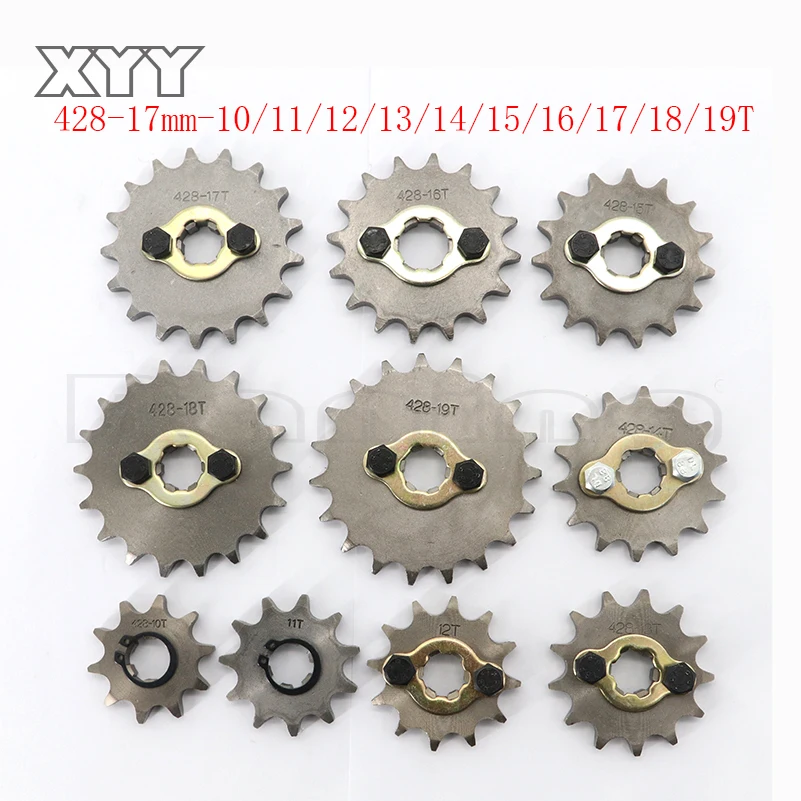 

Front Engine 428# 10T 11T 12T 13T 14T 15T 16T 17T 18T 19T Teeth 17mm 20mm Chain Sprocket With Retainer Plate Locker