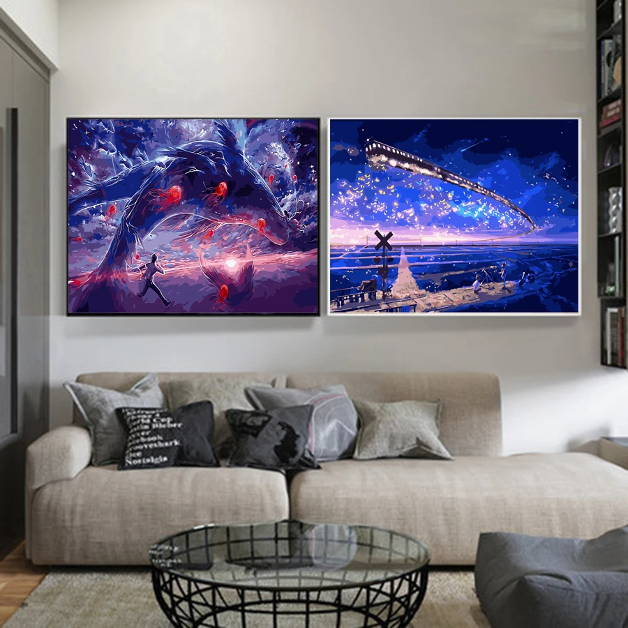 

Painting By Numbers DIY Cartoon Starry Sky Cartoon Handmade Gift Paint By Number Canvas Kits Figure Acrylic Paint