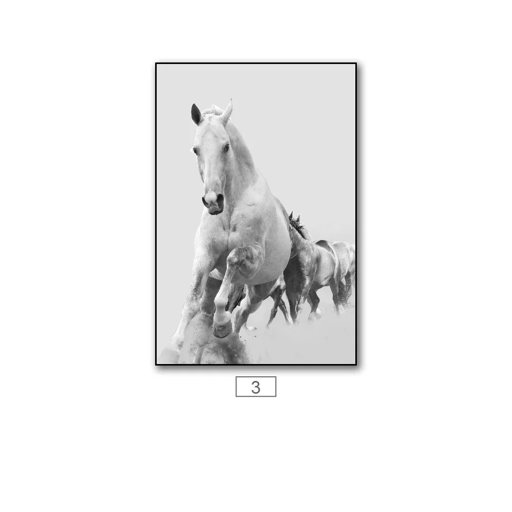 

Running Horse Wall Art Canvas Painting Nordic Posters and Prints Black White Animals Wall Pictures for Living Room Home Decor