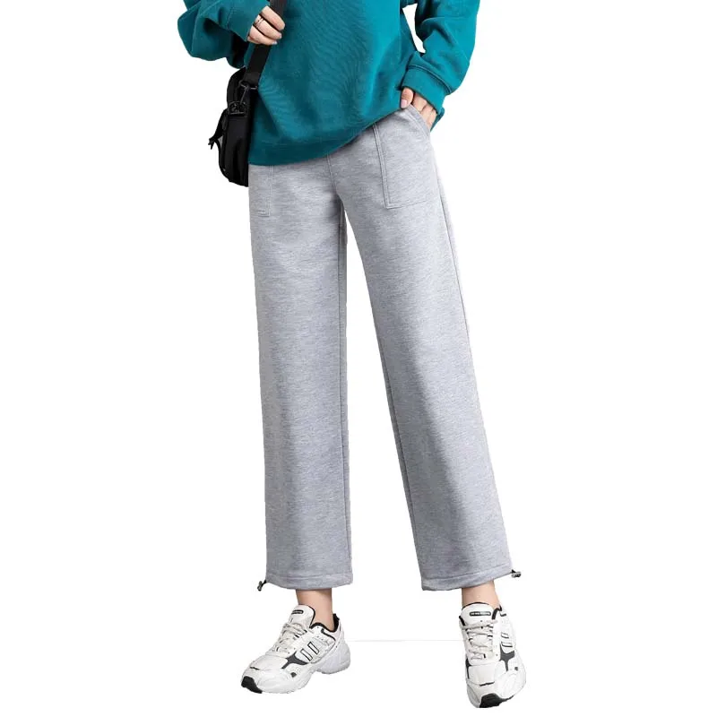 

4008# 2021 Spring Cotton Maternity Pants Sports Casual Wide Leg Loose Pants for Pregnant Women Elastic Waist Belly Pregnancy