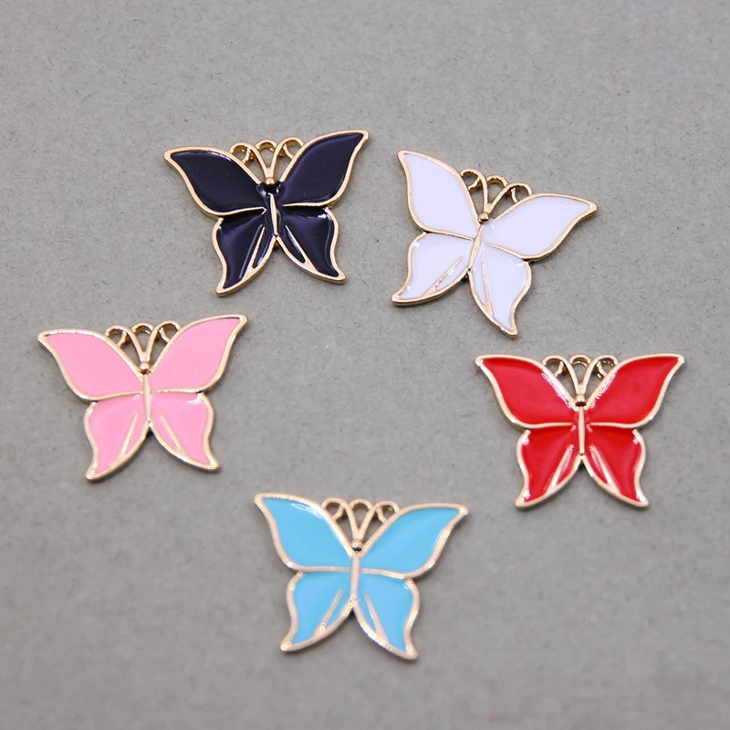 6pcs Color Alloy Enamel Butterfly Bear Charm Pendant For Necklace Bracelet Jewelry Making DIY Earring Findings | Украшения и