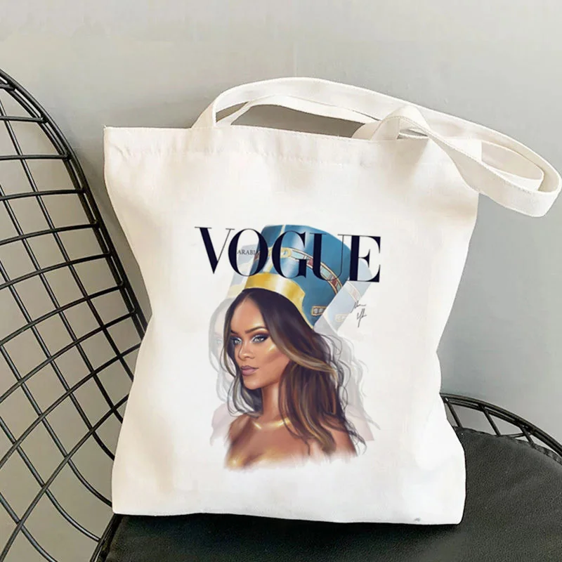

2021 Shopper Wearing jeans Vogue Printed Tote Bag women Harajuku shopper handbag girl Shoulder shopping bag Lady Canvas Bag