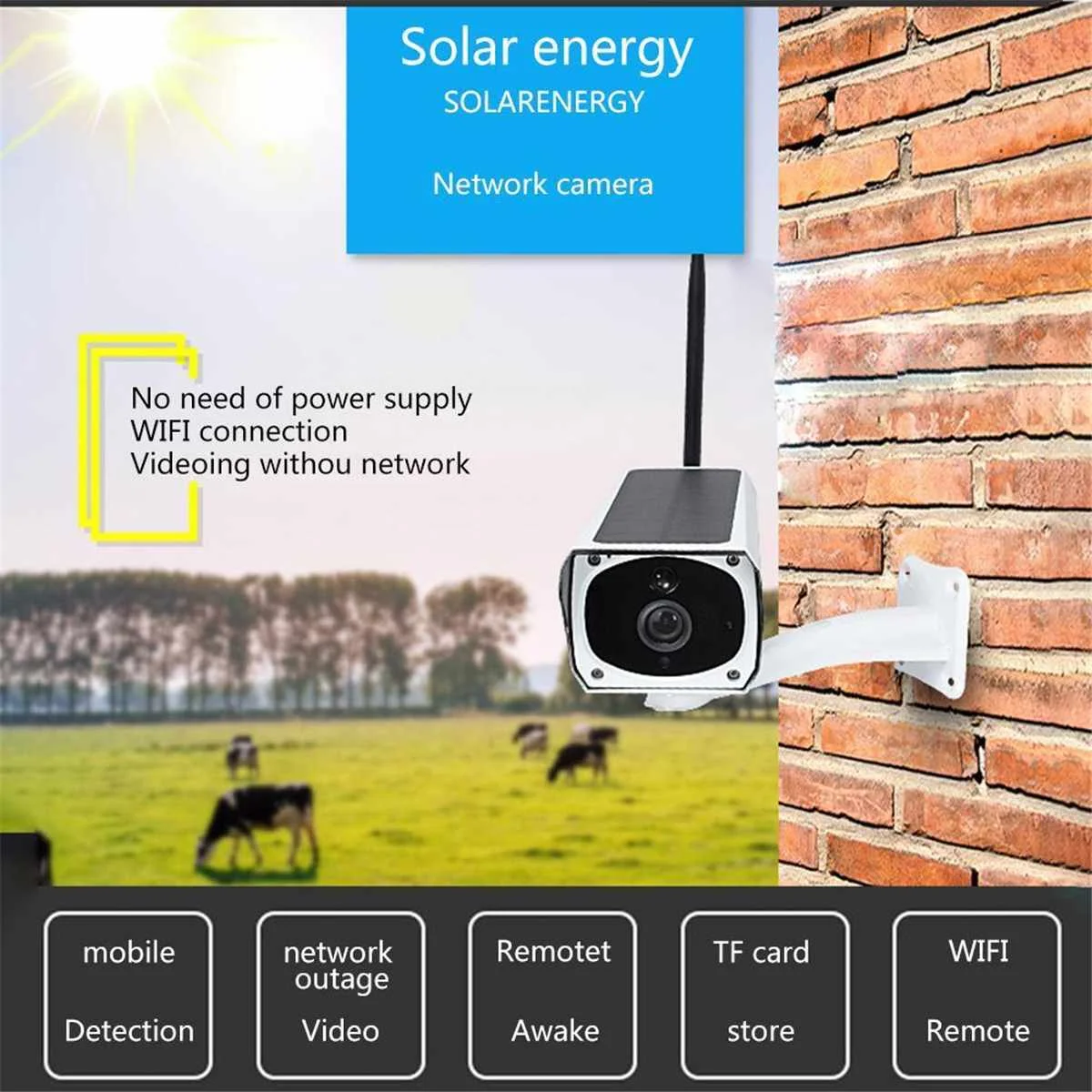 1080P HD Wifi Wireless IP Camera Home Security Surveillance Waterproof Outdoor Solar Camera IR Night Vision Two Way Audio Cam