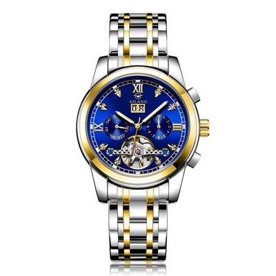AILANG часы мужские люксовый бренд из нержавеющей стали Tourbillon несколько функций водонепроницаемые механические мужские часы - Цвет: Steel 01