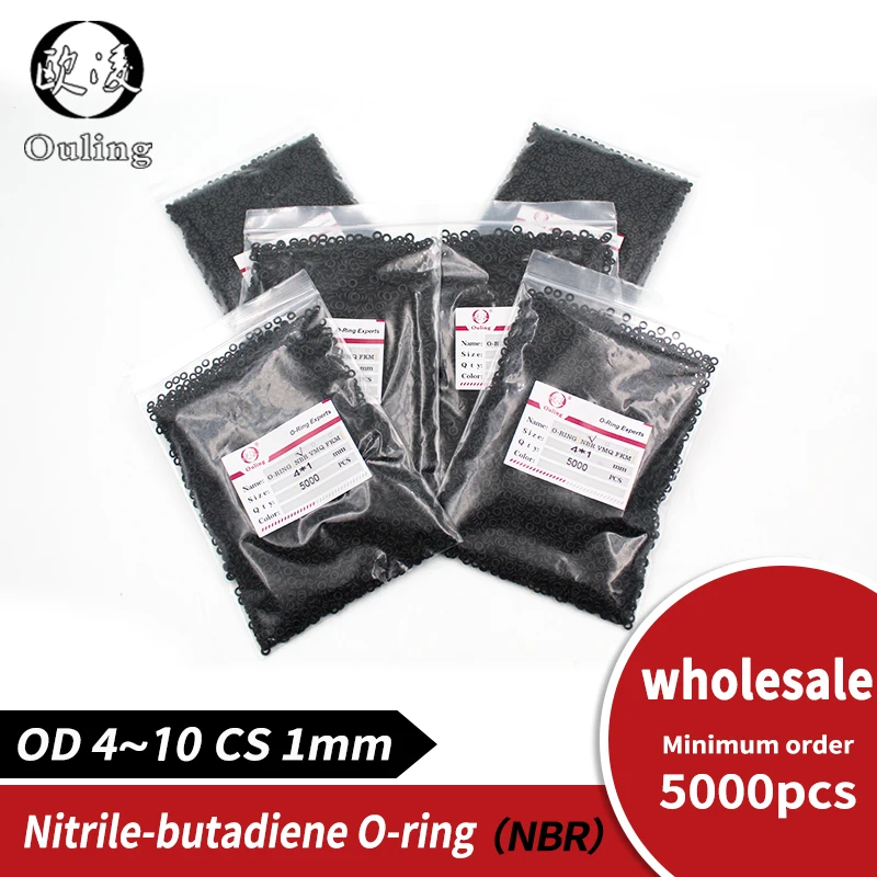 5000PCS/lot wholesale Rubber NBR Sealing O-Ring 1mm OD4/4.5/5/5.5/6/6.5/7/7.5/8/8.5/9/9.5/10mm  Seal Nitrile Gasket Rings Washer