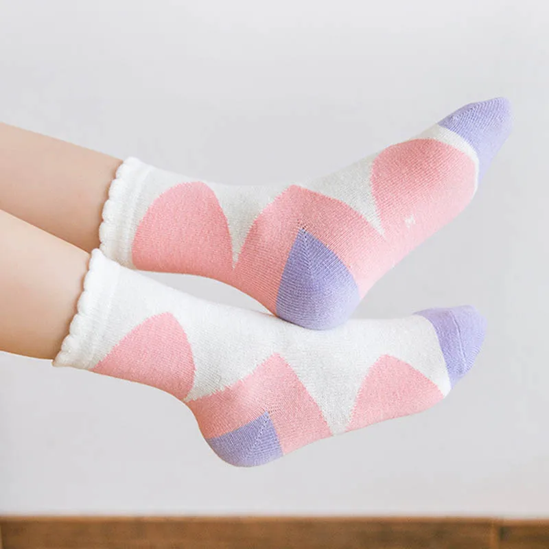 

Breathable Soft Mid Tube Stockings Long Socks Cartoon Pattern 5Pairs for Boys Girls Elastic Children's Gift Cotton