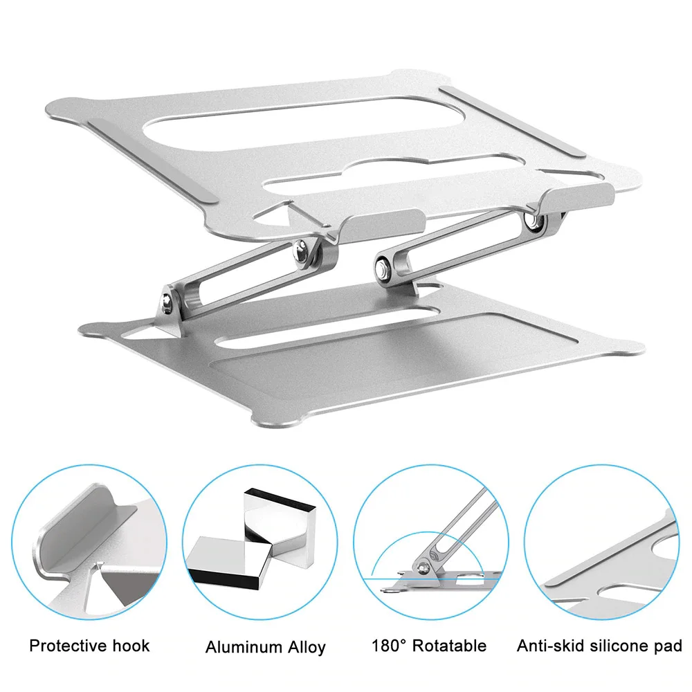 

Adjustable Aluminum Laptop Stand Ergonomic Multi-Angle Desk Laptop Holder w/Heat-Vent for Notebook MacBook Dell HP More 10-17.3"