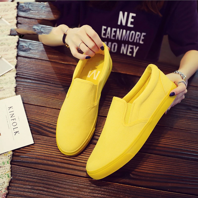 2019 новые парусиновые туфли для вождения мужские желтые белые вулканизированные