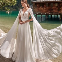 lakshmigown ladies boho wedding dress 2020 v neck chiffon long beach wedding dresses open back bridal gowns vestido noiva
