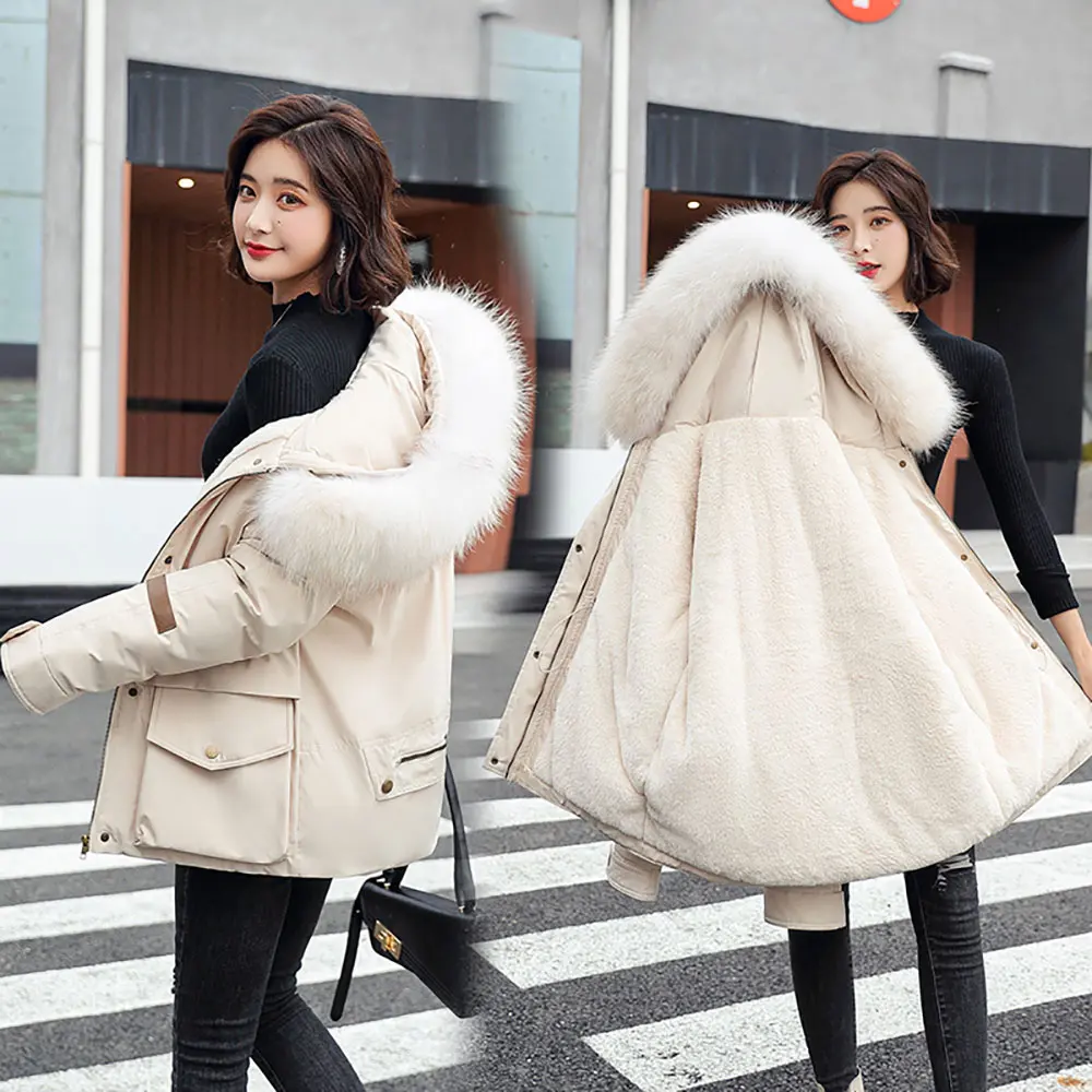 

GRELLER New Cotton Thicken Warm Winter Jacket Coat Women Casual Short Parkas Winter Clothing Fur Lining Hooded Mujer Winter Coat