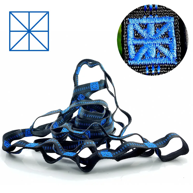 Усиленные гамак ремни полиэстер черный колючий Открытый 20 + 1 кольцо высокой