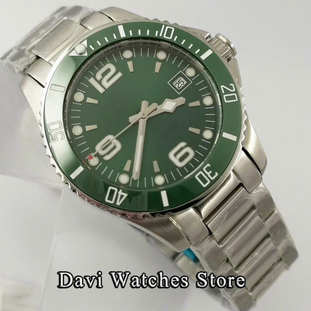 

40mm Bliger Sterile Green/Gray/Silver Dial Case Sapphire Glass Steel Bracelet Ceramic Bezel Miyota Automatic Mens Date Watch