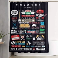 friends pattern anime black shower curtain waterproof frabic 180x200 bathroom curtains with hooks boy cool decoration 180x120