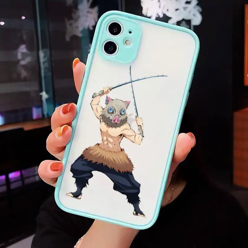 

Japan anime Kimetsu no Yaiba Phone Cases matte transparent For iphone 7 8 11 12 plus mini x xs xr pro max cover