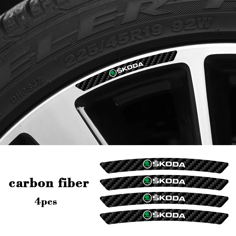 

4PCS Car Wheels Rims Decoration Sticker Decal For Skoda A5 A7 Yeti Roomster Octavia Rapid Fabia Superb Kodiaq Scala Karoq Kamiq