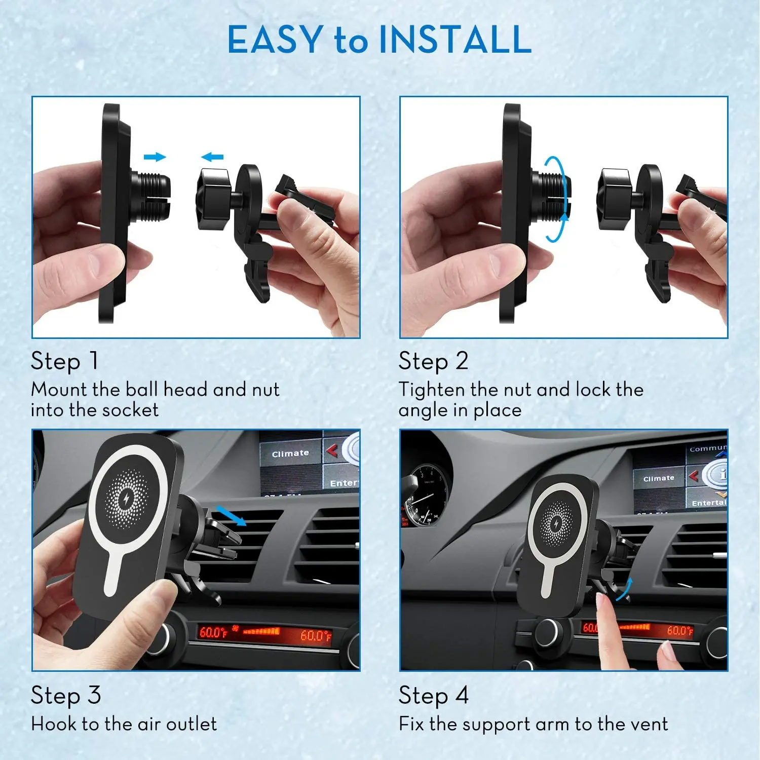 Магнитное беспроводное автомобильное зарядное устройство 15 Вт держатель для