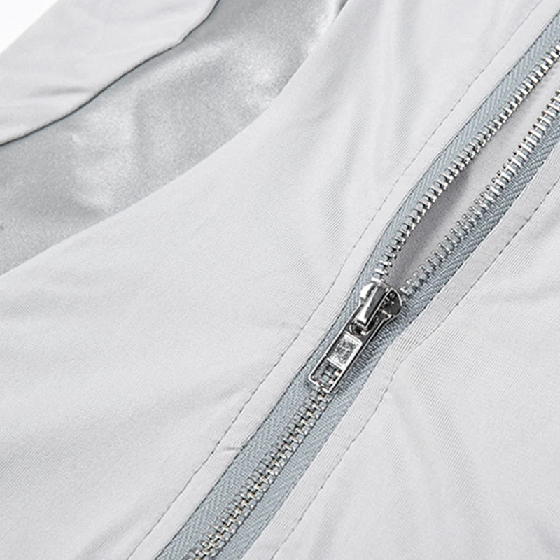 

Plugalong Reflective Striped Patchwork Overalls For Women Bodycon Jumpsuits Zipper Up Turtleneck Body Suits Fitness Long Sleeve