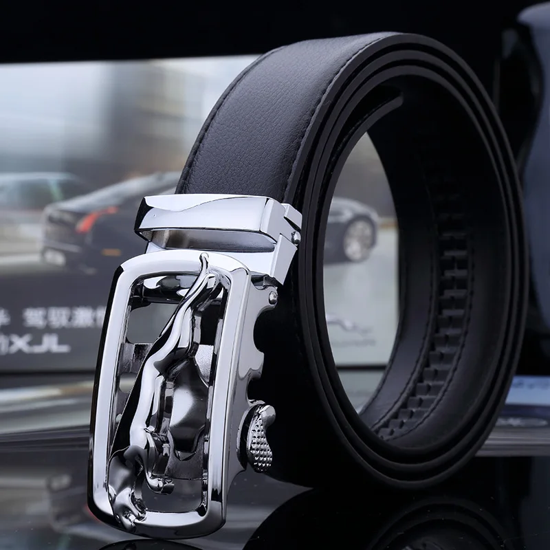 Ремень мужской из воловьей кожи с автоматической пряжкой брендовый деловой Пояс