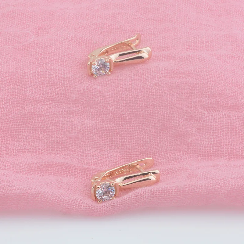 Женские серьги-подвески из розового золота 585 пробы с фианитами